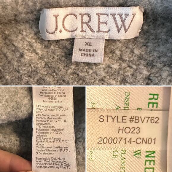 J. Crew Odette Cardigan Sweater Lady Jacket Rhinestones Sz XL Gray - Picture 5 of 7